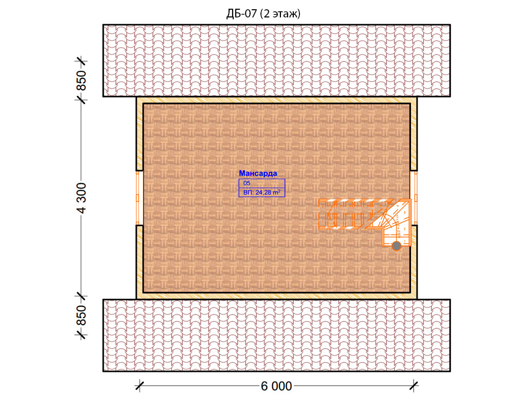 Проект дома ДБ-07 (6х8м), площадью 58м² из бруса 150х150мм